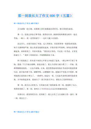 那一刻我长大了作文600字（五篇）.doc