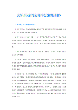 大学个人实习心得体会(精选5篇).doc