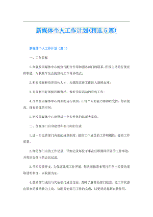 新媒体个人工作计划(精选5篇).doc