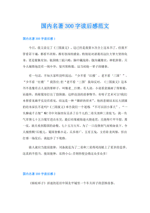 国内名著300字读后感范文.doc