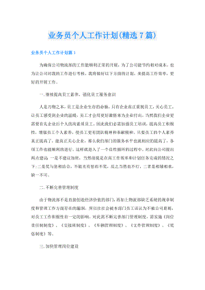 业务员个人工作计划(精选7篇).doc
