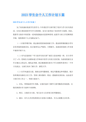 2023学生会个人工作计划5篇.doc