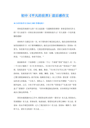 初中《平凡的世界》读后感作文.doc