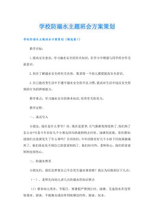 学校防溺水主题班会方案策划.doc