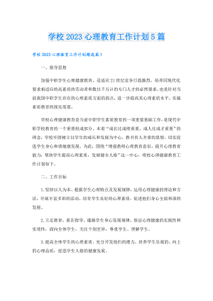 学校2023心理教育工作计划5篇.doc