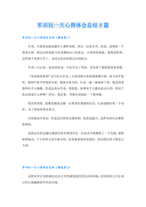 军训玩一天心得体会总结8篇.doc