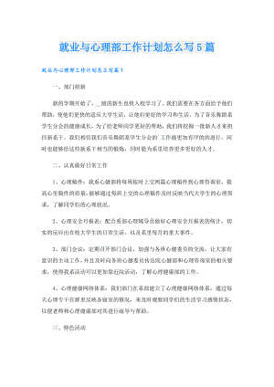 就业与心理部工作计划怎么写5篇.doc