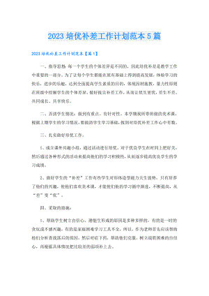2023培优补差工作计划范本5篇.doc