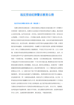 违反劳动纪律警示教育心得.doc