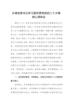 乡镇党委书记学习宣传贯彻党的二十大精神心得体会通用版(三篇).docx