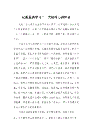 纪委监委学习二十大精神心得体会通用版(三篇).docx