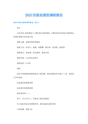 2023垃圾处理的调研报告.doc