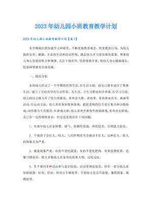 2023年幼儿园小班教育教学计划.doc