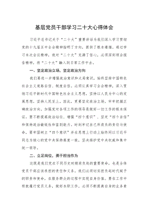 基层党员干部学习二十大心得体会通用版(三篇).docx