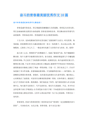 奋斗的青最美丽优秀作文10篇.doc