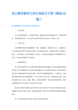 初三数学教学工作计划范文下册（精选20篇）.doc