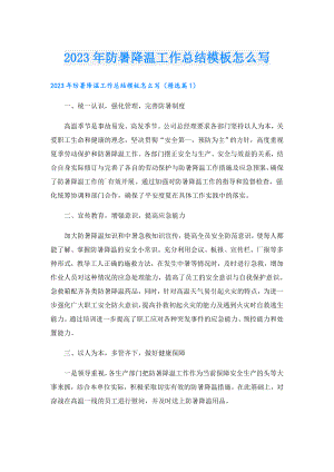 2023年防暑降温工作总结模板怎么写.doc