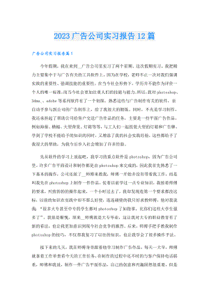 2023广告公司实习报告12篇.doc