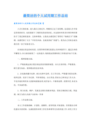 最简洁的个人试用期工作总结.doc
