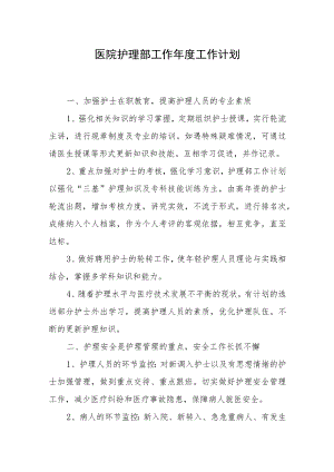 医院护理部工作年度工作计划.docx