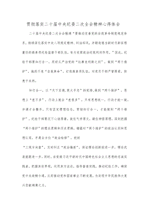 贯彻落实二十届中央纪委二次全会精神心得体会.docx