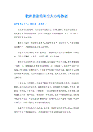 教师暑期培训个人心得体会.doc