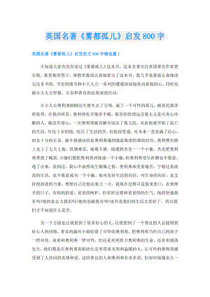英国名著《雾都孤儿》启发800字.doc