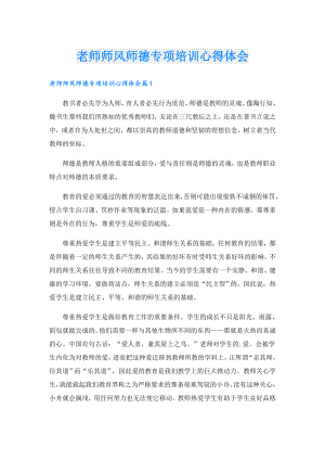 老师师风师德专项培训心得体会.doc