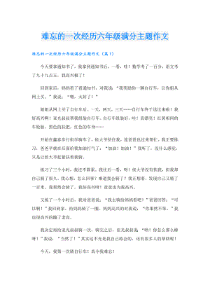 难忘的一次经历六年级满分主题作文.doc