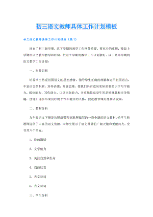初三语文教师具体工作计划模板.doc