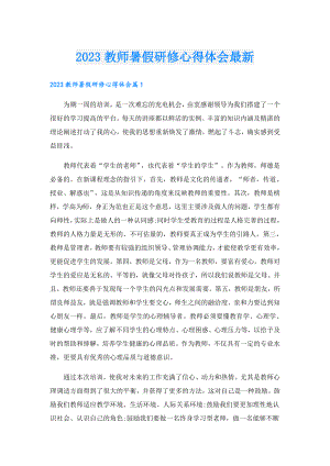 2023教师暑假研修心得体会最新.doc