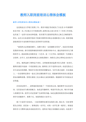 教师入职岗前培训心得体会模板.doc
