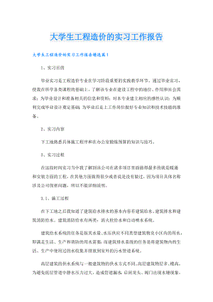 大学生工程造价的实习工作报告.doc