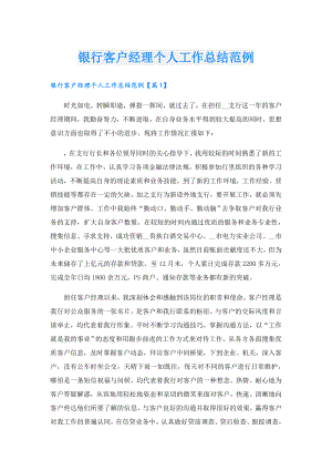 银行客户经理个人工作总结范例.doc