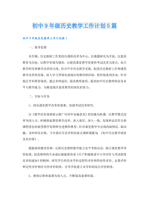 初中9年级历史教学工作计划5篇.doc
