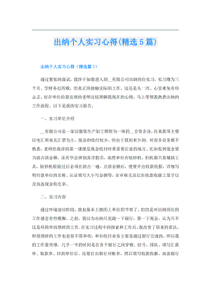 出纳个人实习心得(精选5篇).doc