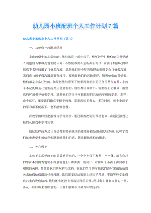 幼儿园小班配班个人工作计划7篇.doc