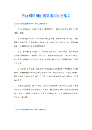 火烧圆明园的观后感500字作文.doc