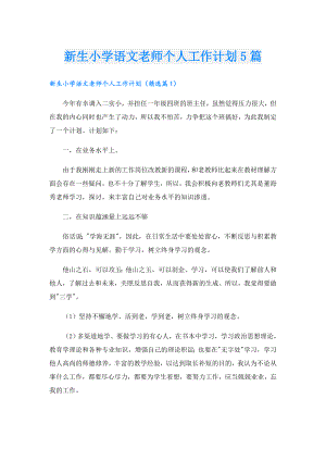 新生小学语文老师个人工作计划5篇.doc