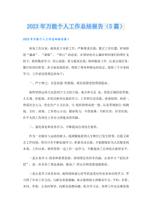 2023年万能个人工作总结报告（5篇）.doc