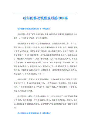 哈尔的移动城堡观后感300字.doc