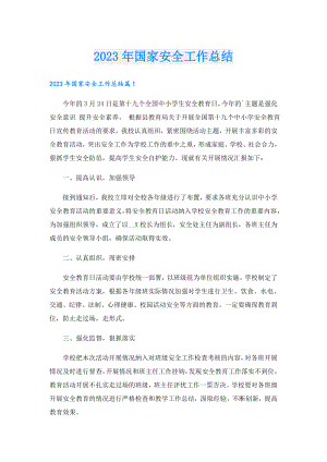 2023年国家安全工作总结.doc