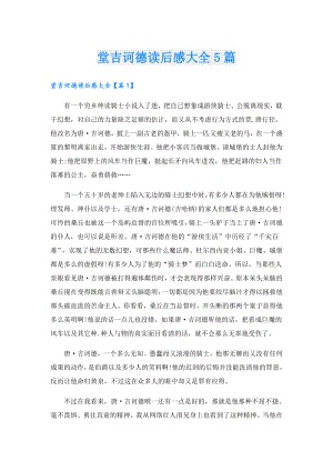堂吉诃德读后感大全5篇.doc