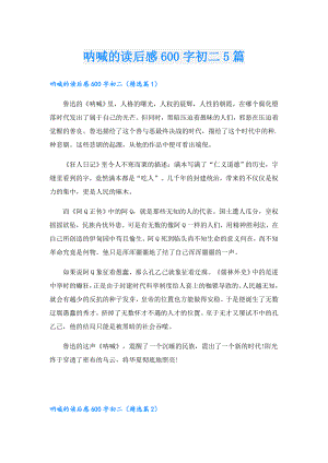 呐喊的读后感600字初二5篇.doc