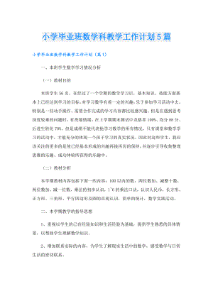 小学毕业班数学科教学工作计划5篇.doc