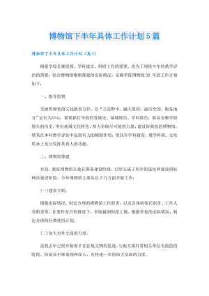 博物馆下半年具体工作计划5篇.doc