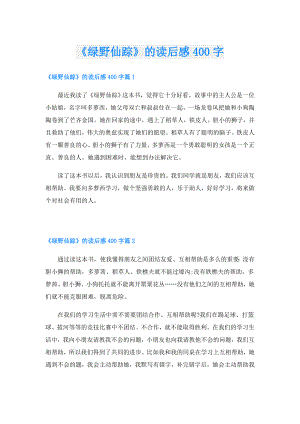 《绿野仙踪》的读后感400字.doc