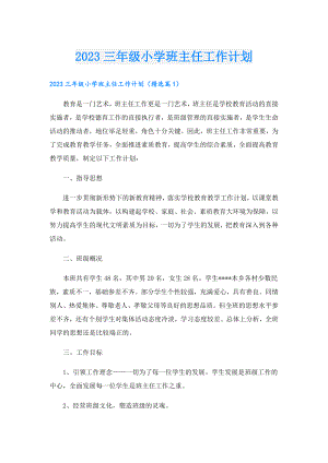 2023三年级小学班主任工作计划.doc