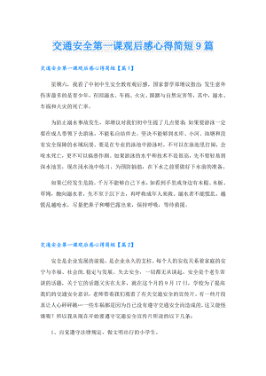 交通安全第一课观后感心得简短9篇.doc