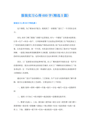 服装实习心得600字(精选5篇).doc